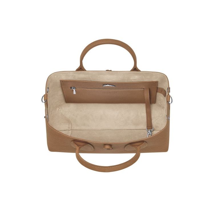 Longchamp M Leren Handtas Beige | 490285-CQW