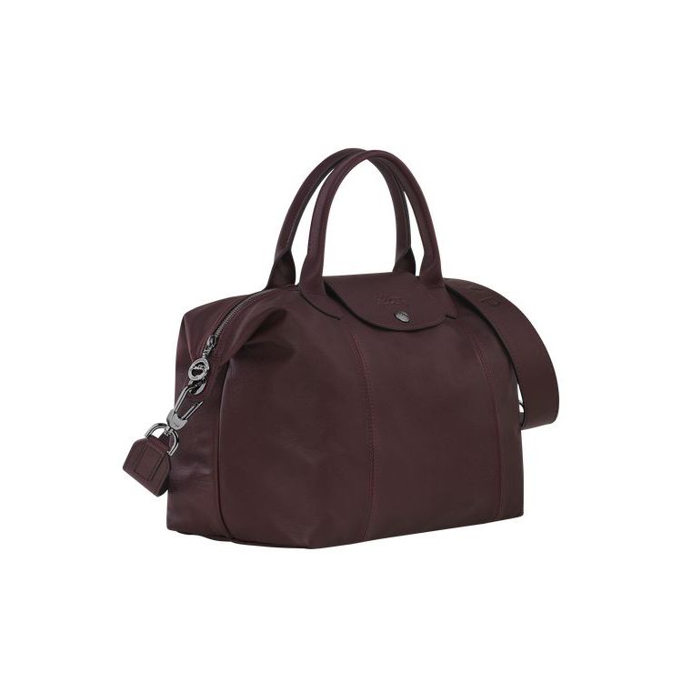 Longchamp M Leren Handtas Bordeaux | 739651-BRU