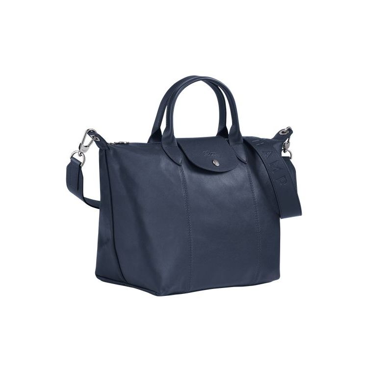 Longchamp M Leren Handtas Donkerblauw | 519736-OEP