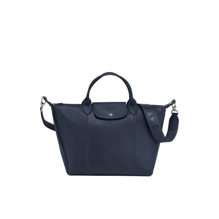 Longchamp M Leren Handtas Donkerblauw | 519736-OEP