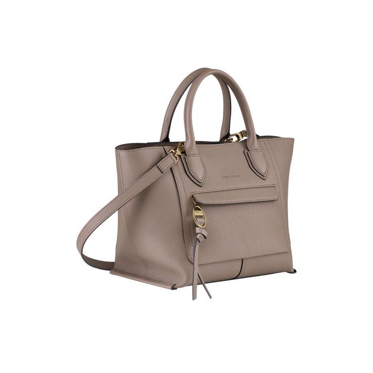 Longchamp M Leren Handtas Grijs Bruin | 512698-JOQ