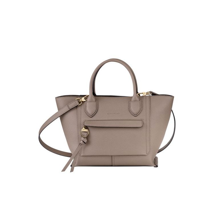 Longchamp M Leren Handtas Grijs Bruin | 512698-JOQ