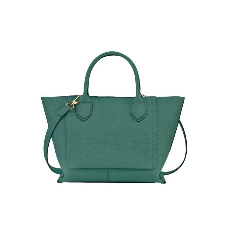 Longchamp M Leren Handtas Grijs Groen | 408275-DSE