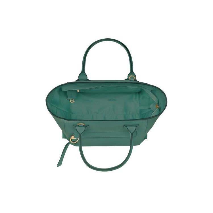 Longchamp M Leren Handtas Grijs Groen | 408275-DSE