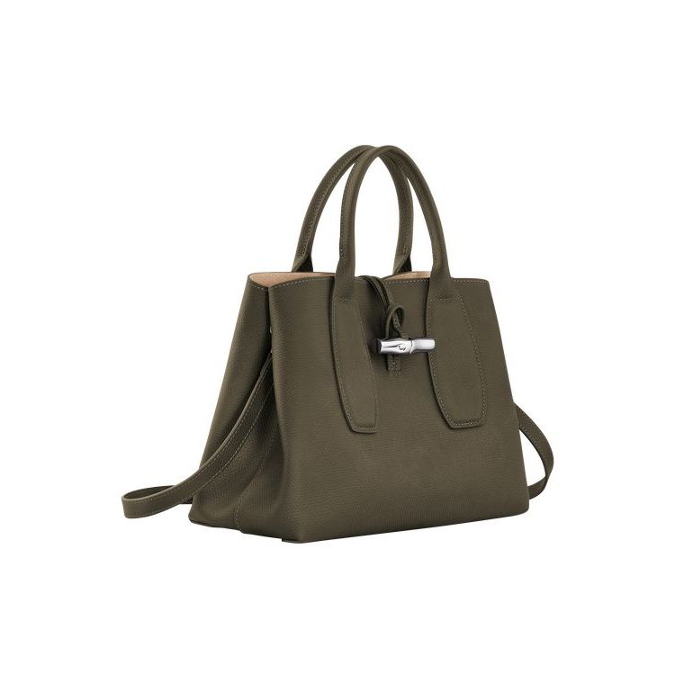 Longchamp M Leren Handtas Khaki | 209854-KXF