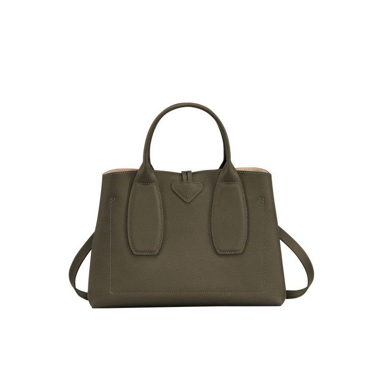 Longchamp M Leren Handtas Khaki | 209854-KXF