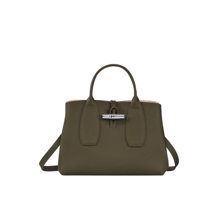 Longchamp M Leren Handtas Khaki | 209854-KXF