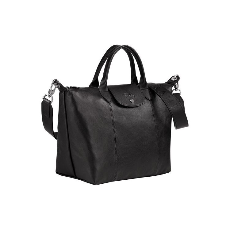 Longchamp M Leren Handtas Zwart | 205687-DCB