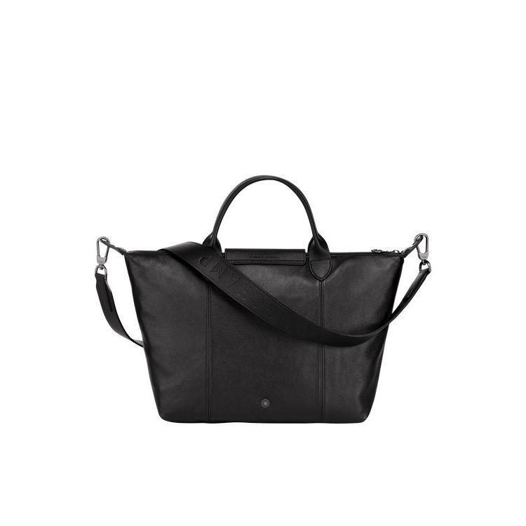 Longchamp M Leren Handtas Zwart | 205687-DCB