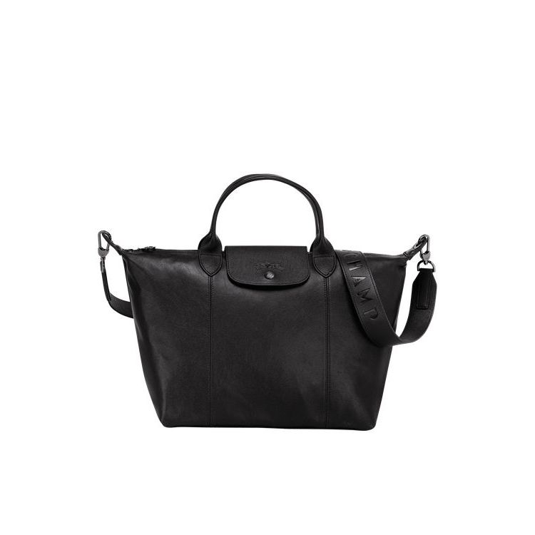 Longchamp M Leren Handtas Zwart | 205687-DCB