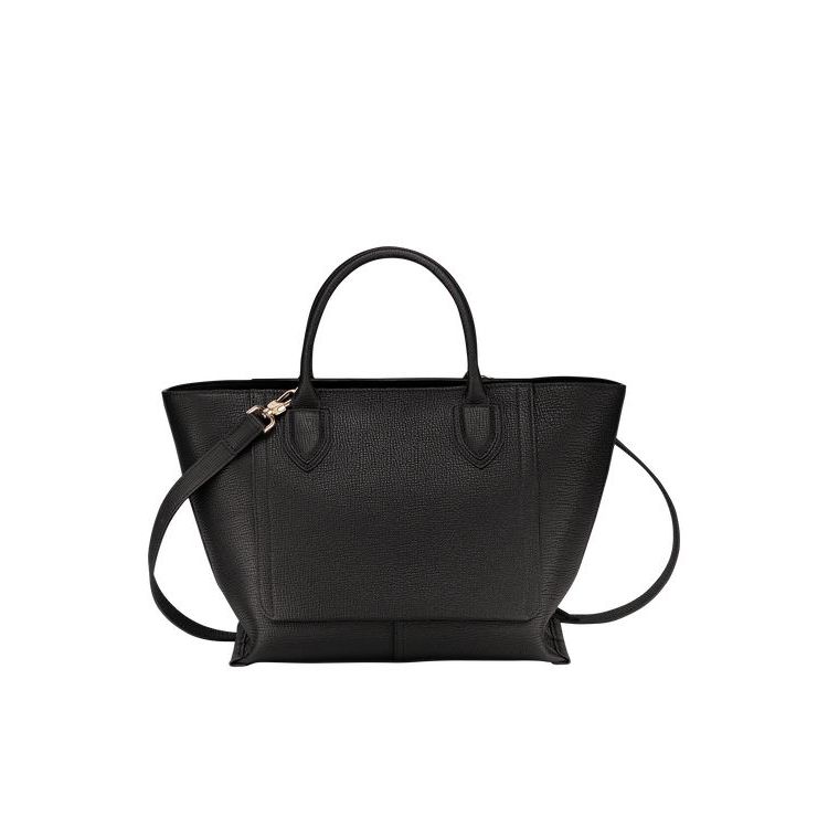 Longchamp M Leren Handtas Zwart | 569837-LKG