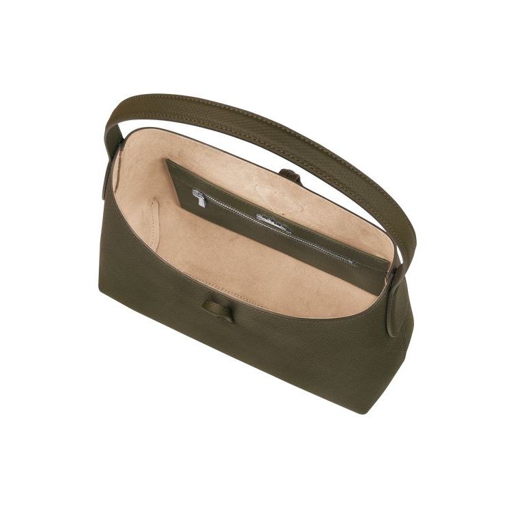 Longchamp M Leren Schoudertassen Khaki | 326190-HIP