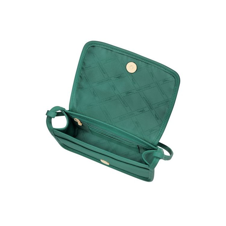 Longchamp On Leren Rits Rond Portemonnee Grijs Groen | 593102-KCO