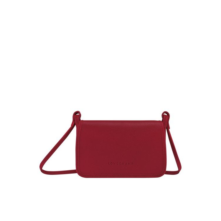 Longchamp On Leren Rits Rond Portemonnee Rood | 928736-UTD