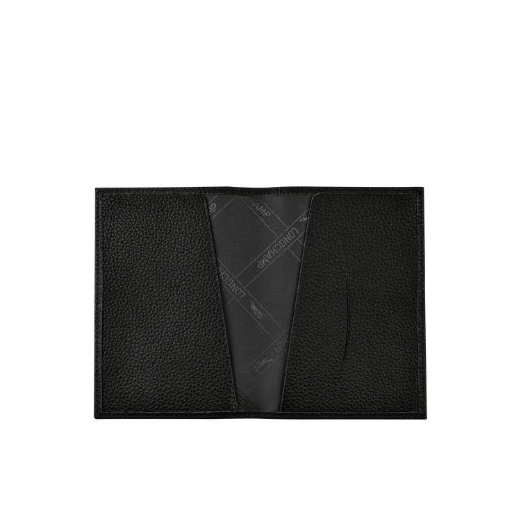 Longchamp Passport Cover Leren Zak Zwart | 057961-ADR