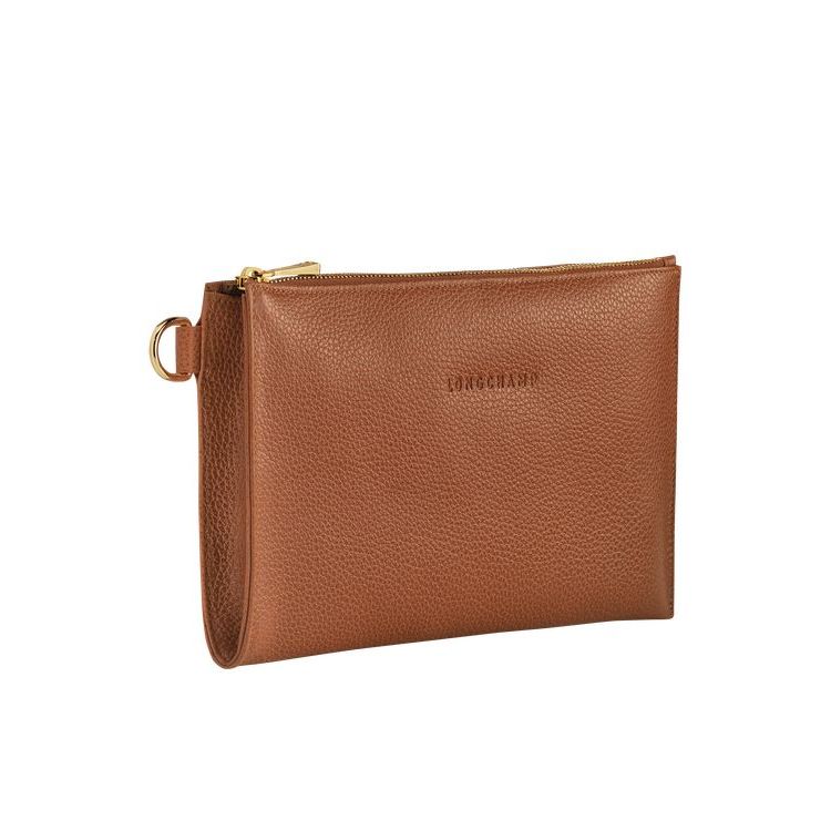 Longchamp Pouch Caramel Leren Zak Bruin | 207519-HDC