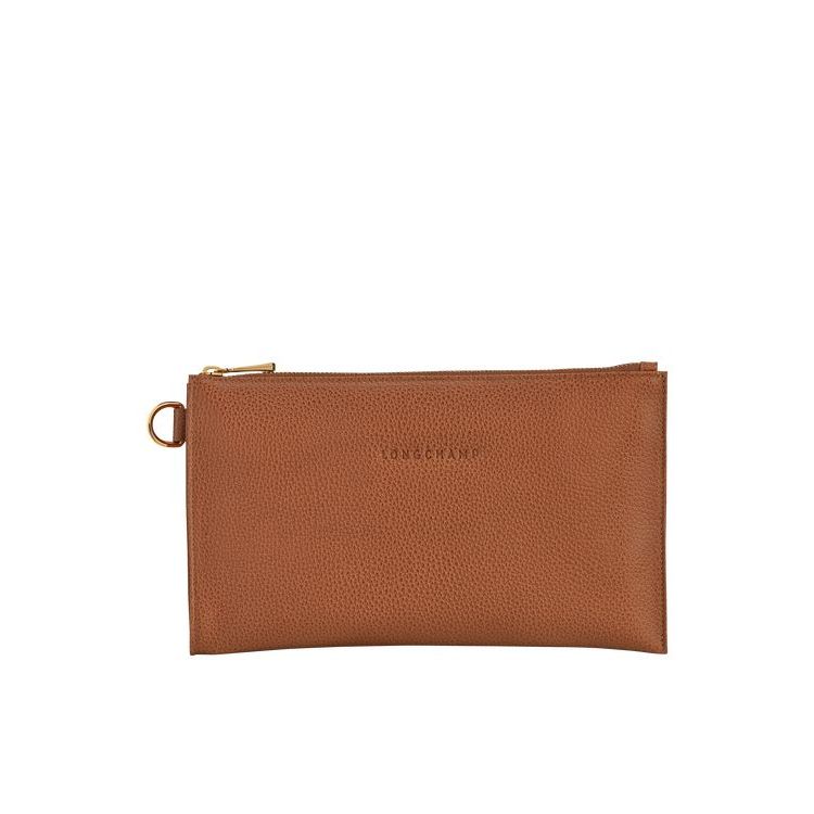 Longchamp Pouch Caramel Leren Zak Bruin | 207519-HDC