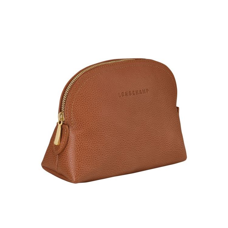 Longchamp Pouch Caramel Leren Zak Bruin | 416732-IHS