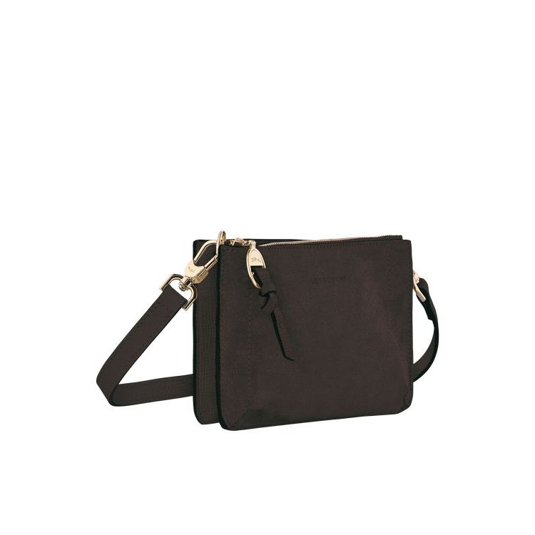 Longchamp Pouch Ebony Leren Crossbodytassen Koffie | 184536-NUH