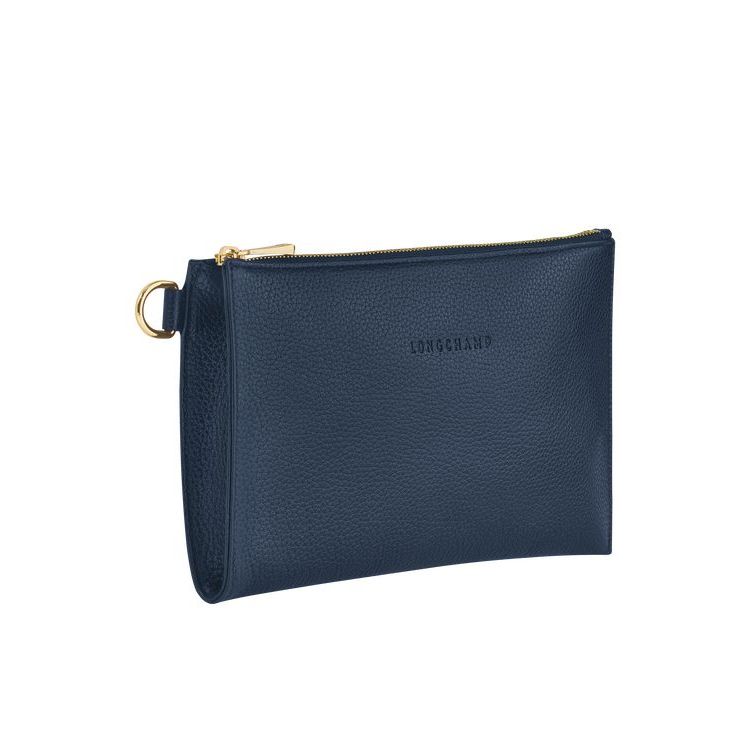 Longchamp Pouch Leren Zak Donkerblauw | 137568-BUL