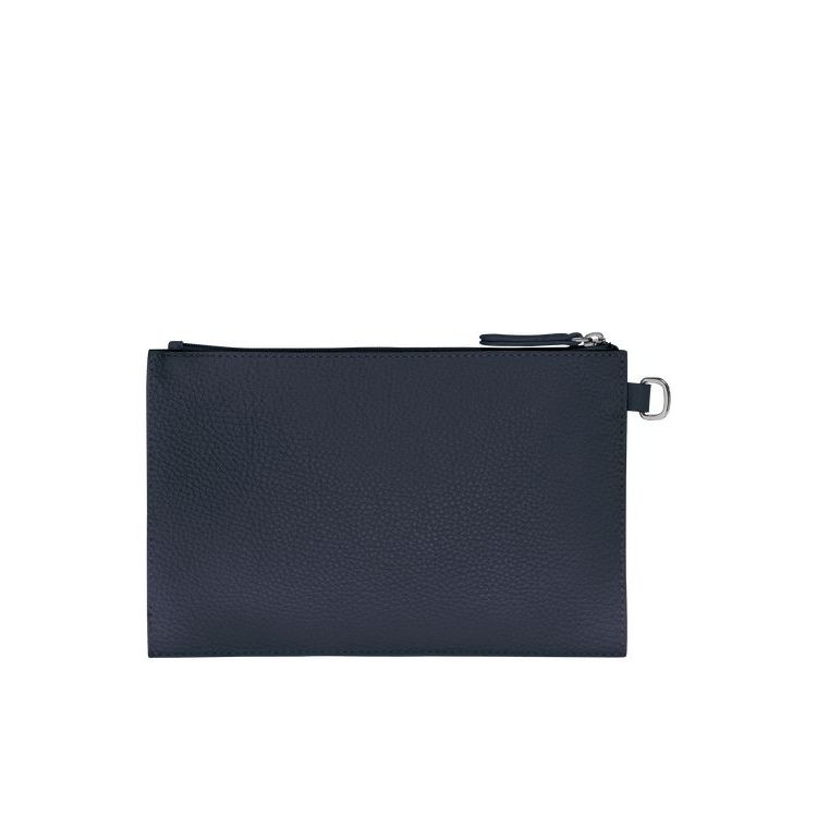 Longchamp Pouch Leren Zak Donkerblauw | 531476-NYZ