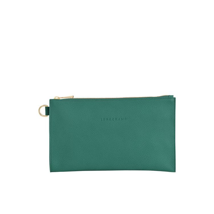 Longchamp Pouch Leren Zak Grijs Groen | 439162-ENF