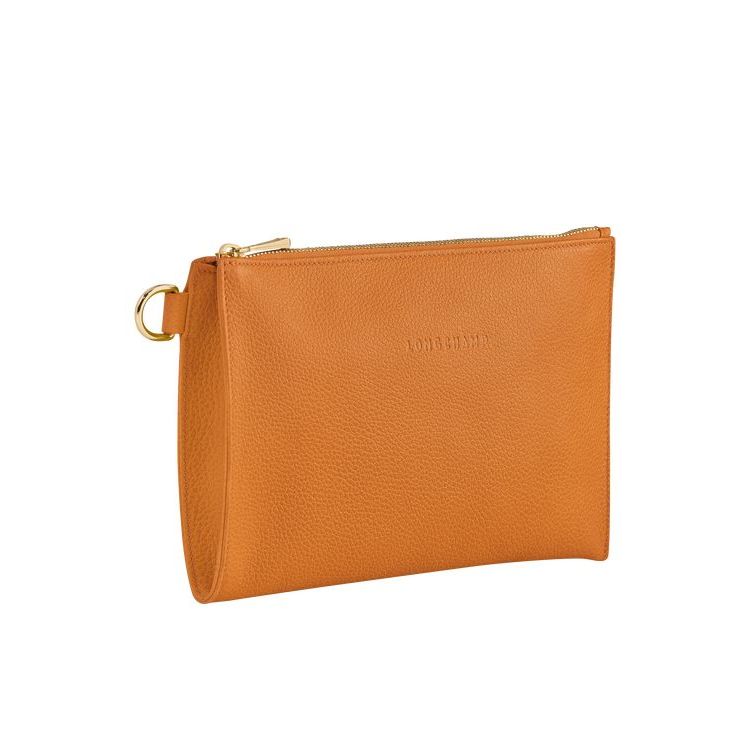 Longchamp Pouch Saffron Leren Zak Oranje | 714095-NIL