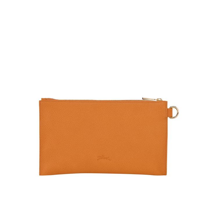 Longchamp Pouch Saffron Leren Zak Oranje | 714095-NIL