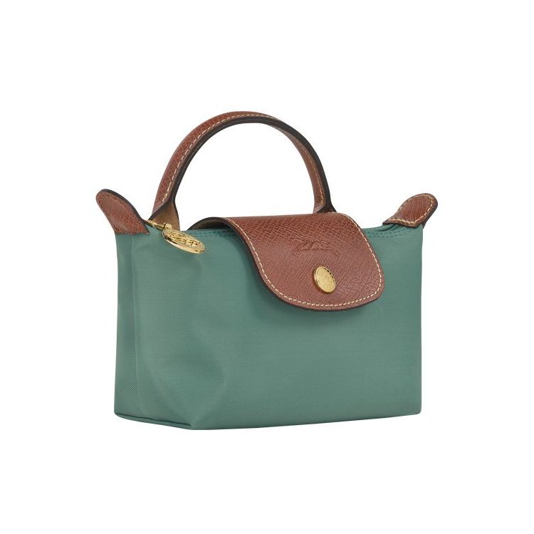 Longchamp Pouch With Recycled canvas Zak Grijs Groen | 640153-TVJ