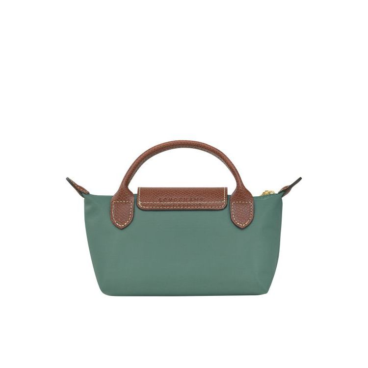 Longchamp Pouch With Recycled canvas Zak Grijs Groen | 640153-TVJ