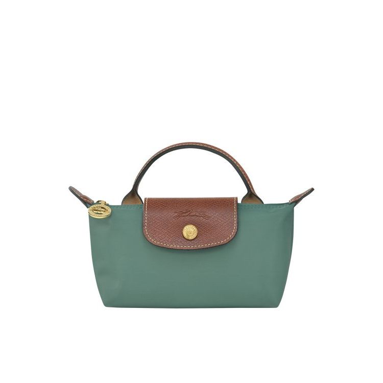 Longchamp Pouch With Recycled canvas Zak Grijs Groen | 640153-TVJ