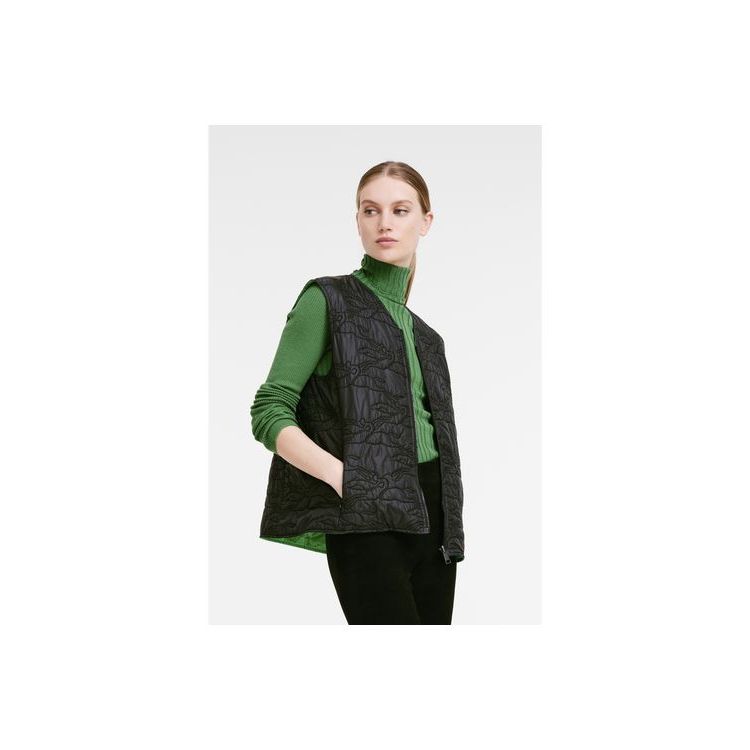 Longchamp Reversible Vest Other Jassen Zwart Groen | 891503-UZA