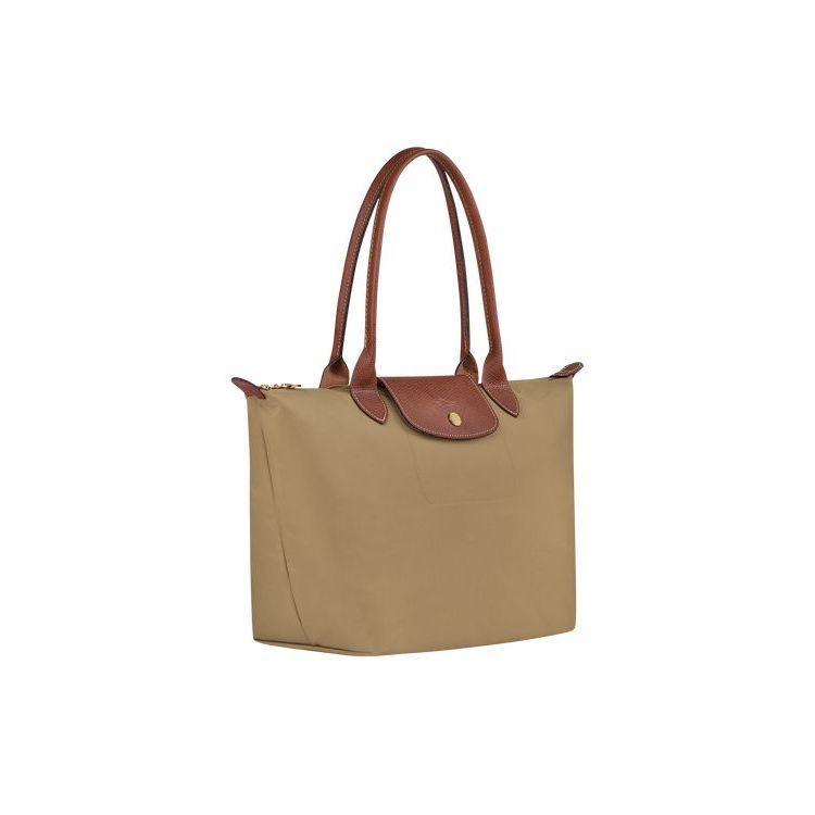 Longchamp S Desert Recycled canvas Schoudertassen Khaki | 478156-DIS