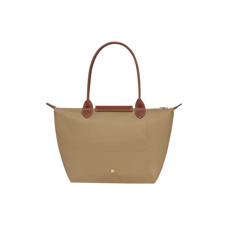 Longchamp S Desert Recycled canvas Schoudertassen Khaki | 478156-DIS