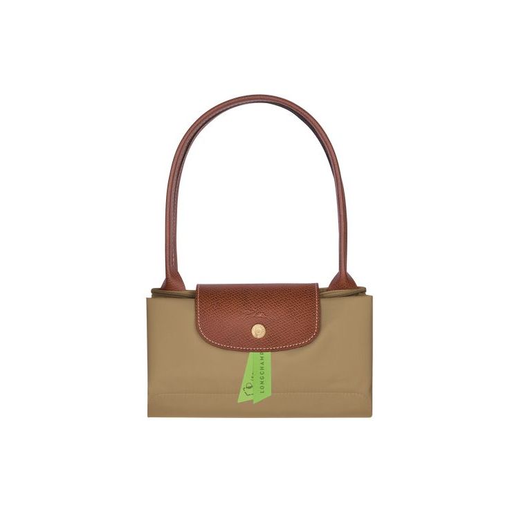 Longchamp S Desert Recycled canvas Schoudertassen Khaki | 478156-DIS