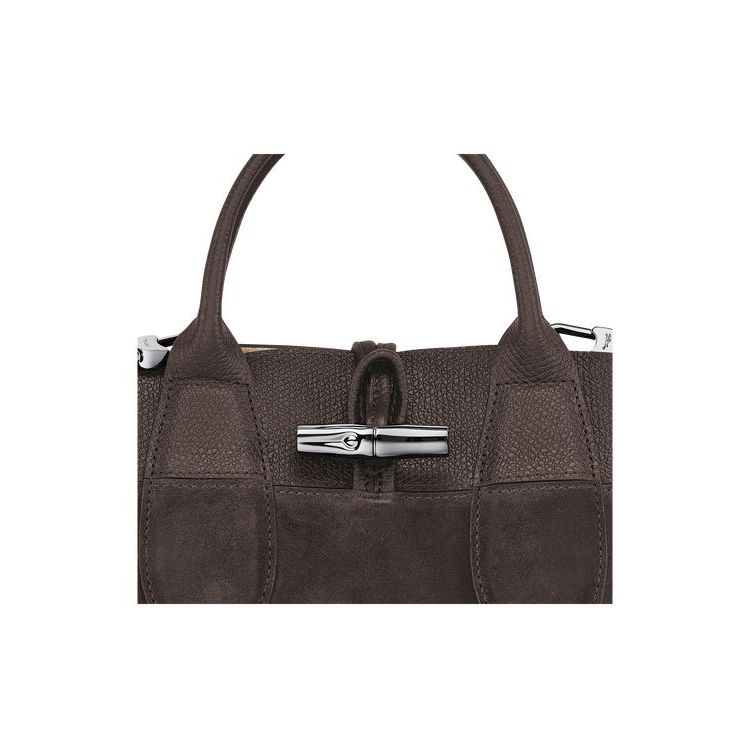 Longchamp S Ebony Leren Handtas Koffie | 860132-XPR