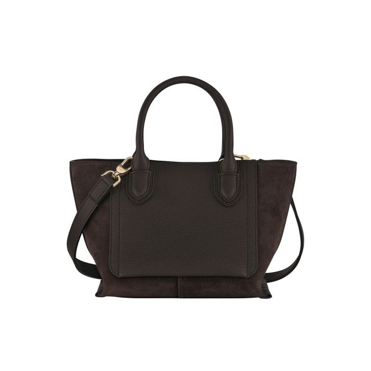 Longchamp S Ebony Leren Handtas Koffie | 942701-UHG