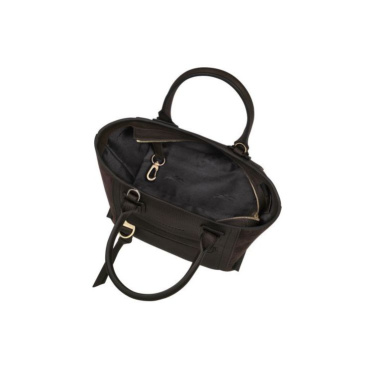 Longchamp S Ebony Leren Handtas Koffie | 942701-UHG