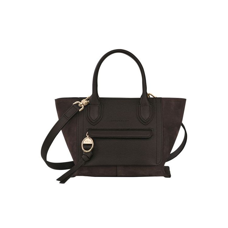 Longchamp S Ebony Leren Handtas Koffie | 942701-UHG