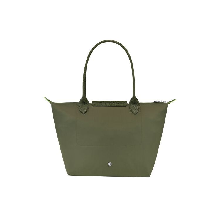 Longchamp S Forest Recycled canvas Schoudertassen Groen | 385476-UFQ