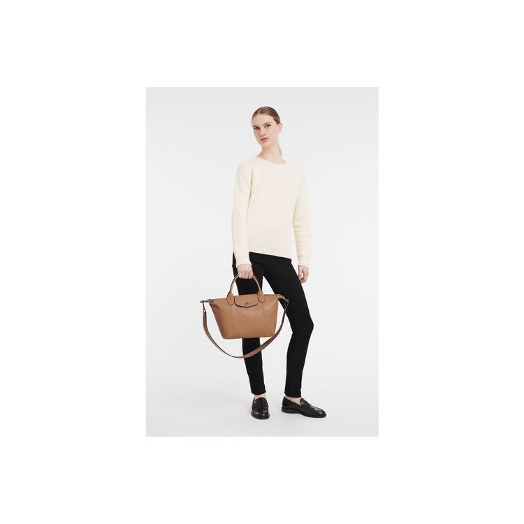 Longchamp S Hazelnut Leren Handtas Beige | 039124-YWH