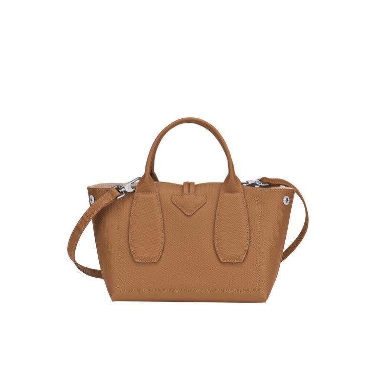 Longchamp S Leren Handtas Beige | 624073-GUS