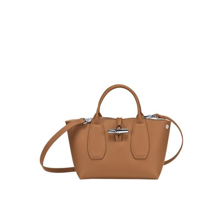 Longchamp S Leren Handtas Beige | 624073-GUS