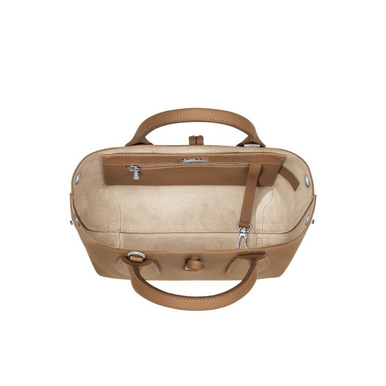 Longchamp S Leren Handtas Beige | 624073-GUS