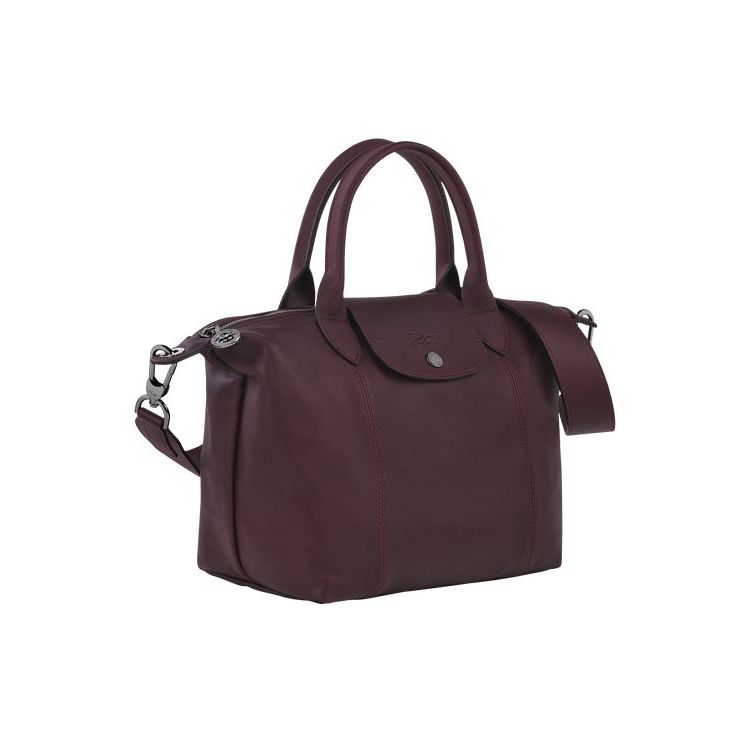 Longchamp S Leren Handtas Bordeaux | 349258-OGL