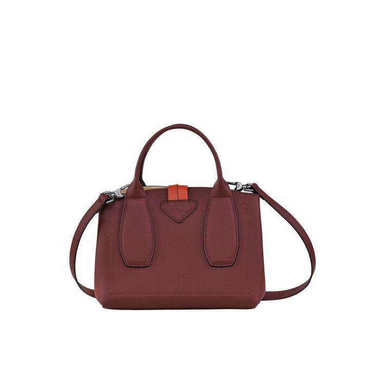 Longchamp S Leren Handtas Bordeaux Oranje | 642178-EXV