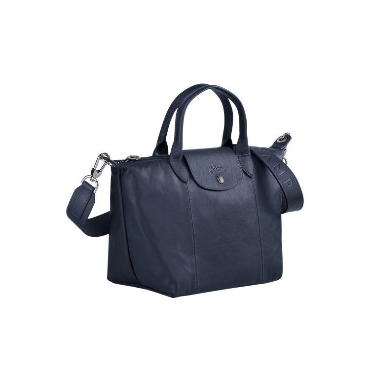 Longchamp S Leren Handtas Donkerblauw | 453782-KIT