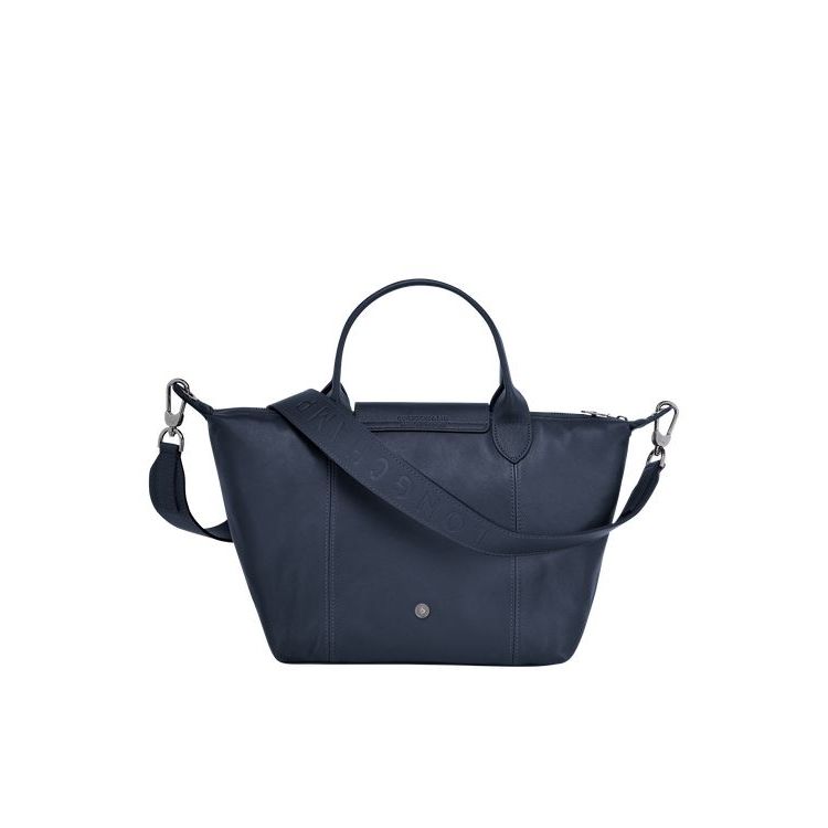 Longchamp S Leren Handtas Donkerblauw | 453782-KIT