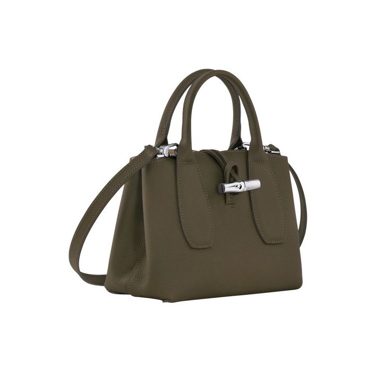 Longchamp S Leren Handtas Khaki | 041329-DKP