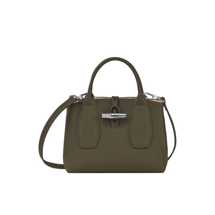 Longchamp S Leren Handtas Khaki | 041329-DKP